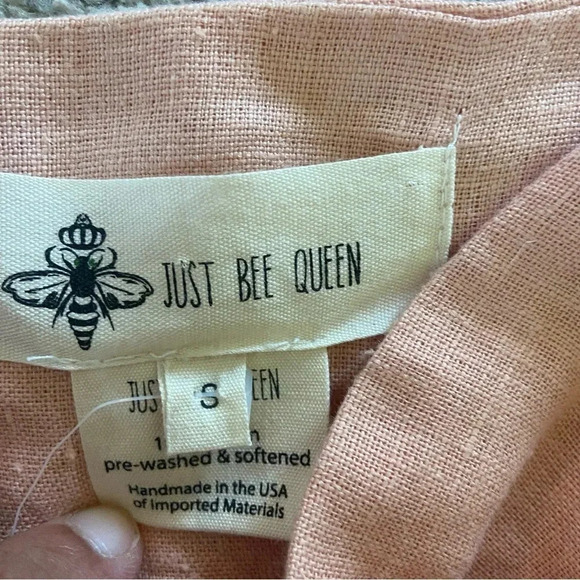 Just Bee Queen Silvia Bandeau Top Melon Sz S 100% Linen - Picture 5 of 5